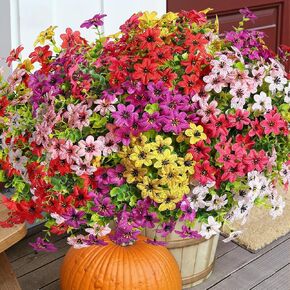SHareconn 24 Bundles Artificial Flowers for Outdoors Decoration, Faux Plants Fake Silk Colorful Daisy Eucalyptus Lavender, UV Resistant for Outside Home Indoor Spring Decor, 6 Colors incl. White in Saudi Arabia