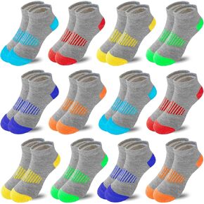 Boy Socks 12 Pairs Ankle Socks Boys Low Cut Ankle Athletic Cotton Sock For Little Big Kids in Kuwait