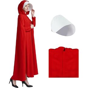 Handmaid Offred Costume Adult Tale Outfit Red Hooded Cloak Cape Robe with White Bonnet Women Halloween Cosplay Suit in Saudi Arabia