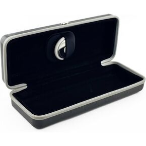 Eyeglasses Case with AirTag Compatible Holder | Metal Exterior & Soft Inner Velvet Fabric Shell Frame | Premium Protective Storage for Glasses | Modern Professional Slim Design | Black in Saudi Arabia