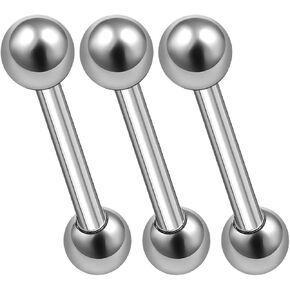 3Pcs Surgical Steel 16g 1/4 6mm barbell piercing earrings Jewelry Eyebrow Cartilage Tragus Helix Rook Daith 3mm Ball M4435 in Kuwait