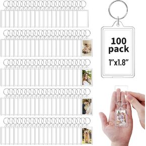 100 Pcs Acrylic Photo Keychain Bulk, Clear Photo Keyrings for 1.8"x1.1" Pic, Shatterproof Acrylic Keychains with Split Rings (100pcs) in Saudi Arabia