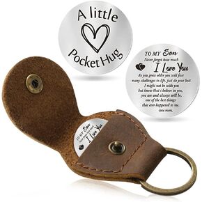 Jack&Chris Pocket Hug Token Long Distance Relationship Keepsake, Double Sided Message Engraved with Leather Keychain, JC65 in Saudi Arabia