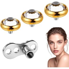4PCS Dermal Tops and Base, Dermal Piercing Set, Internally Threaded Dermals Piercing Jewelry, for Lips, Cheeks, Eyebrows, Neck, Back.(3/4/5mm) in Kuwait