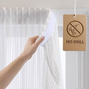 JILRON Semi Sheer Curtains Adhesive Window Screen Light Filtering Curtains No Drilling Decorative for Coffee Shop RV Home-White(W 27*L 25in) in Kuwait