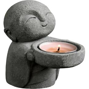 Mini Baby Buddha Sandstone Statue, Zen Monk Statue, Tea Light Holder for Feng Shui, Zen, Spiritual, and Buddha Decor - Bring Good Luck and Mindfulness to Your Home in Saudi Arabia