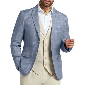 Mens Blazer Slim Fit Stripes Plaid Casual Suit Jacket for Men Two Buttons Business Lapel Sport Coats in Saudi Arabia