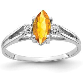 Solid 14k White Gold 8x4mm Marquise Citrine Yellow November Gemstone VS Diamond Engagement Ring (.04 cttw.) in Kuwait