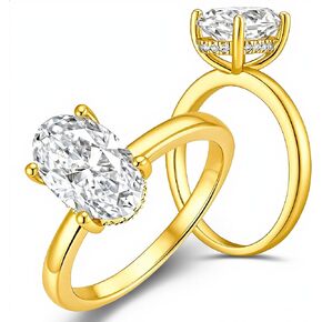 2/3 Carat Moissanite Oval Engagement Ring for Women,Genuine D Color VVS1 Clarity Moissanite,14K Gold Plated 925 Sterling Silver Solitaire Promise Ring for Wedding with Hidden Halo,Daily,Travel,Party,Valentine,Christmas Gift in Saudi Arabia