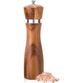 2 Packs Premium Acrylic Salt and Pepper Mill Set, Manual Salt and Pepper Grinder- Wooden Pepper Grinder Set with Adjustable Ceramic Core-Salt Grinder and Pepper Mill -8 Inches in Saudi Arabia