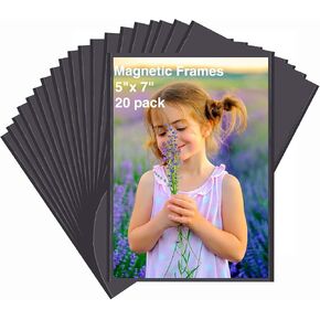 HIIMIEI Magnetic Photo Frames for Refrigerator 5x7 Inches,20 Pack, No Sratched Fridge Magnets Picture Frame Photo Sleeves Protected by Removable Film(Black) in Saudi Arabia