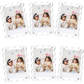 6-Pack Scalloped Acrylic Magnetic Photo Frames 2.36 x 3.54 in Double-Sided Wallet-Size Fridge Magnet Picture Frames for Instant Photos Locker Refrigerator Decor Colorful in Saudi Arabia
