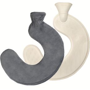 U-Shaped Neck Hot Water Bottle, BS1970:2012 Certified Natural Rubber, 1L Wearable Cervical Heating Pad, Crystal Velvet Cover, Shoulder Warmer for Neck Pain & Arthritis Relief in Saudi Arabia