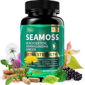 Superfood Advanced Irish Sea Moss Capsules - Sea Moss 21 in 1 Supplement Whit Black Seed, Ashwagandha, Turmeric, Bladderwrack, Burdock - 90 Count in Saudi Arabia