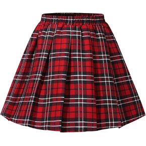 NEW 6-14Y Girls Pleated Plaid Skirt High Waisted A-Line Skater School Uniform Skirts for Casual Holiday in Kuwait