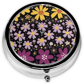 3 Compartment Travel Pill Case, Sealed Portable Pill Container Mini Size Metal Pill Box for Pocket Purse, Three Times a Day Pill Organizer for Children, Woman and Men - Gold Floral in Saudi Arabia