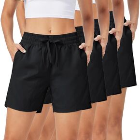 Winvote 4 Pack 5" Womens Athletic Shorts Basic Gym Workout Shorts Quick Dry Lightweight Running Shorts with Pockets in Saudi Arabia