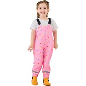 Kids Rain Bibs Boys Girls Suspender Rainpants Toddlers Waterproof Overalls Rainwear in Kuwait