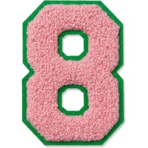 Iron On Numbers for Clothing - 4.5" White and Blue Chenille Number Patches Iron/Sew On Patches for Clothes Jackets Varsity Bags Backpacks Jeans Uniform DIY Sorority Gifts for Women - 1 in Saudi Arabia