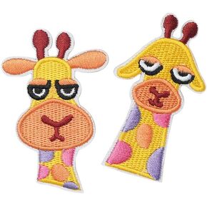 2 PCS 1.4~2.5 Inch Cartoon Animal Cute Giraffe Self Adhesive Patch Clothes Bag Hat Decor Patch in Saudi Arabia
