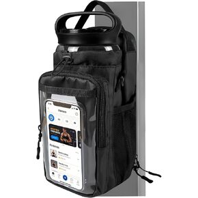 JACZZO Magnetic Gym Bag, Magnetic Gym Water Bottle Bag with Strap 4 Strong Magnets, Upgraded Clear Design Phone Bag, Gym Gifts for Men & Women Gym accessories (Black) in Saudi Arabia