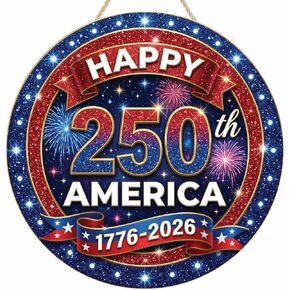 250th Anniversary Door Sign, 250th Anniversary Wreath, 250th Anniversary Decorations, Patriotic Independence Door Hanger Wooden Wall Decor Hanging Sign for Home Porch Outdoor Decor in Saudi Arabia