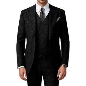 Men's Suits Retro Tweed Suits for Men 3 Piece Herringbone Suits for Wedding Prom Autumn Winter Jacket Vest Pants Sets in Saudi Arabia