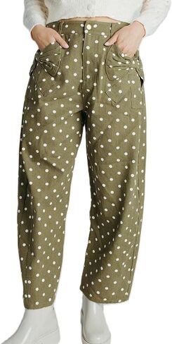 XBTCLXEBCO Polka Dot Jeans Women Y2K Print High Waisted Wide Leg Denim Pants Vintage Stretchy Boyfriend Jeans 90s Streetwear in Saudi Arabia