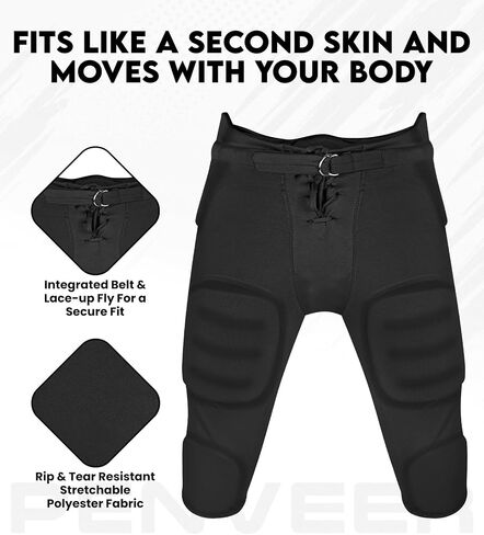 Football Pants for Youth & Adults - Integrated Padded Practice Pants for Boys & Men, Game Day Fit in Saudi Arabia