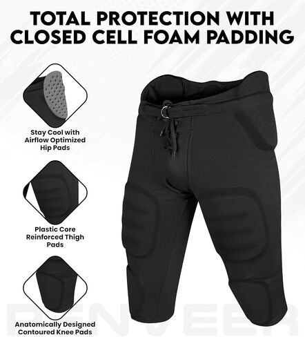 Football Pants for Youth & Adults - Integrated Padded Practice Pants for Boys & Men, Game Day Fit in Saudi Arabia