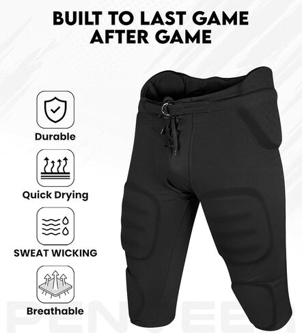 Football Pants for Youth & Adults - Integrated Padded Practice Pants for Boys & Men, Game Day Fit in Saudi Arabia