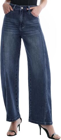 Barrel Jeans for Women Baggy High Waisted Wide Leg Jeans Strechy Y2K Comfort Ankle Denim Pants in Saudi Arabia