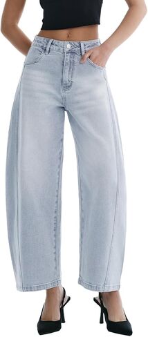 Barrel Jeans for Women Baggy High Waisted Wide Leg Jeans Strechy Y2K Comfort Ankle Denim Pants in Saudi Arabia