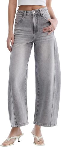 Barrel Jeans for Women Baggy High Waisted Wide Leg Jeans Strechy Y2K Comfort Ankle Denim Pants in Saudi Arabia
