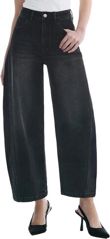 Barrel Jeans for Women Baggy High Waisted Wide Leg Jeans Strechy Y2K Comfort Ankle Denim Pants in Saudi Arabia
