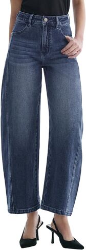Barrel Jeans for Women Baggy High Waisted Wide Leg Jeans Strechy Y2K Comfort Ankle Denim Pants in Saudi Arabia