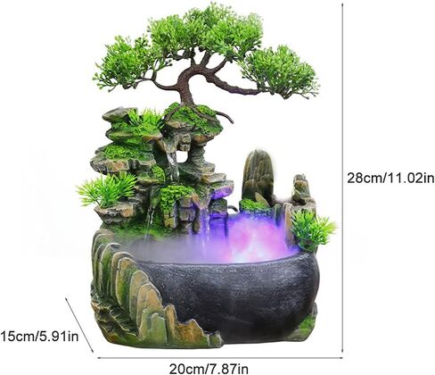 Rockery Stream Tabletop Fountain, Zen Meditation Indoor Waterfall Feature with Automatic Pump and Switch, Desktop Fountain for Home Office Bedroom Decoration(US regulations Include Fog) in Saudi Arabia