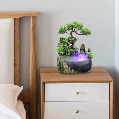 Rockery Stream Tabletop Fountain, Zen Meditation Indoor Waterfall Feature with Automatic Pump and Switch, Desktop Fountain for Home Office Bedroom Decoration(US regulations Include Fog) in Saudi Arabia