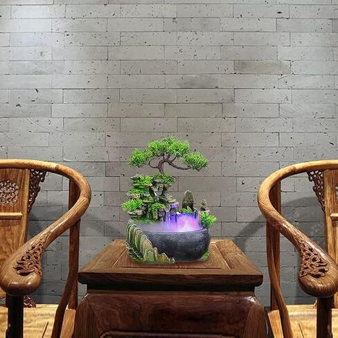 Rockery Stream Tabletop Fountain, Zen Meditation Indoor Waterfall Feature with Automatic Pump and Switch, Desktop Fountain for Home Office Bedroom Decoration(US regulations Include Fog) in Saudi Arabia