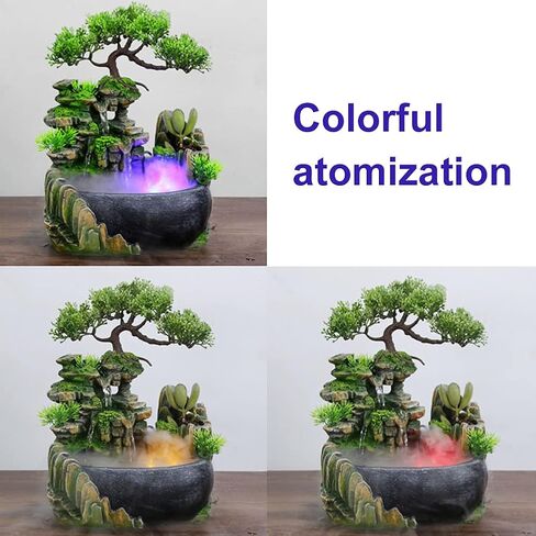 Rockery Stream Tabletop Fountain, Zen Meditation Indoor Waterfall Feature with Automatic Pump and Switch, Desktop Fountain for Home Office Bedroom Decoration(US regulations Include Fog) in Saudi Arabia