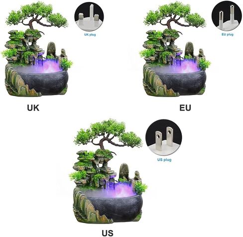 Rockery Stream Tabletop Fountain, Zen Meditation Indoor Waterfall Feature with Automatic Pump and Switch, Desktop Fountain for Home Office Bedroom Decoration(US regulations Include Fog) in Saudi Arabia