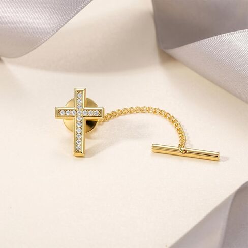 Cross Tie Tack S925 Sterling Silver Religious Tie Pin Wedding Father's Day Jewerlry Gifts for Men in Kuwait