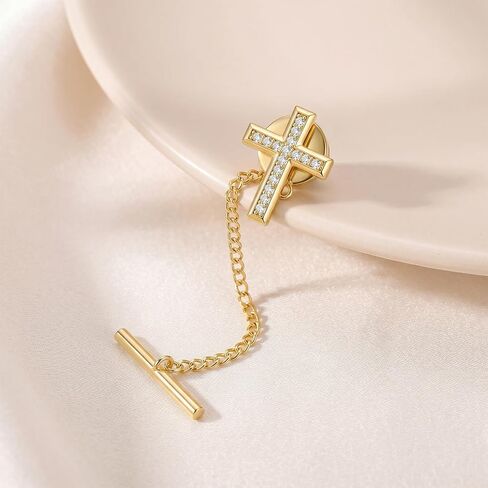 Cross Tie Tack S925 Sterling Silver Religious Tie Pin Wedding Father's Day Jewerlry Gifts for Men in Kuwait