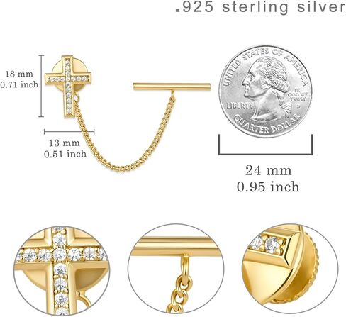 Cross Tie Tack S925 Sterling Silver Religious Tie Pin Wedding Father's Day Jewerlry Gifts for Men in Kuwait