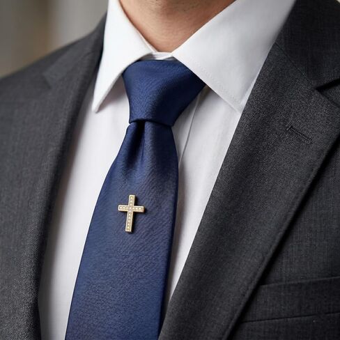 Cross Tie Tack S925 Sterling Silver Religious Tie Pin Wedding Father's Day Jewerlry Gifts for Men in Kuwait