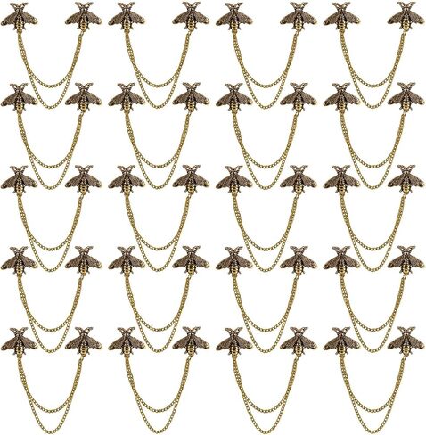 20Pcs Retro Enamel Bee Mens Lapel Pins Animal Brooch Collar Pins With Hanging Tassel Chain Suit Pin Fashion Jewelry Brooches Accessories for Men Women in Kuwait