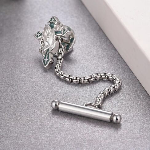 Praying Hands Cross Tie Pin Sterling Silver Plated Turquoise Tie Tack Religious Jewerlry Gifts for Men in Kuwait