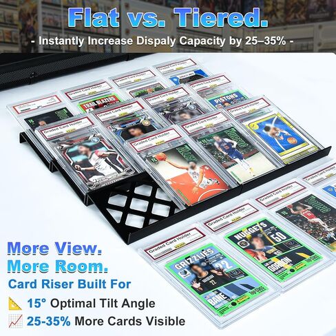 30 Modular Trade Card Risers | Black Acrylic - Perfect for Trade Shows, Display Cases, and Card Vendors - Display Stand for Sports Cards & Trading Card Games in Saudi Arabia