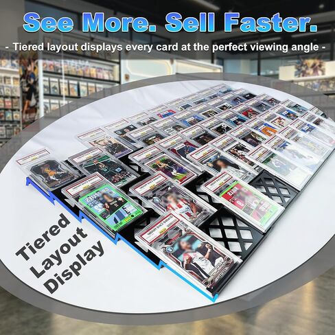 30 Modular Trade Card Risers | Black Acrylic - Perfect for Trade Shows, Display Cases, and Card Vendors - Display Stand for Sports Cards & Trading Card Games in Saudi Arabia