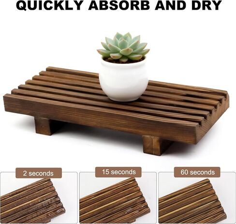 Klunk Waterproof Wood Risers Set of 3 (1 Long 8.7" + 2 Small 3.6"), Rustic Countertop Organizer Display Stands for Bathroom Vanity, Perfume & Skincare, Kitchen Spice Rack Riser, Farmhouse Decor in Kuwait